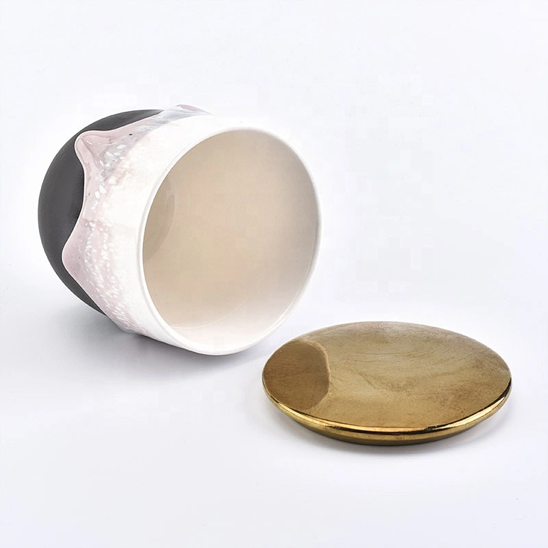 200ml 6oz Unique Ceramic Candle Holders With Metal Lids