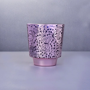 Home decor laser electroplated tealight luxury glass candle holders