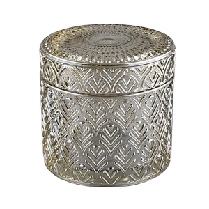 Wedding decoration crystal gold custom glass candle jars with glass lids
