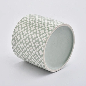 Light Green Glaze Ceramic Candle Container
