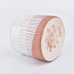 Home decor religious striped ceramic candle canister