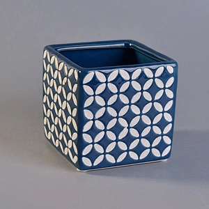 Blue square ceramic candle tin for candle making