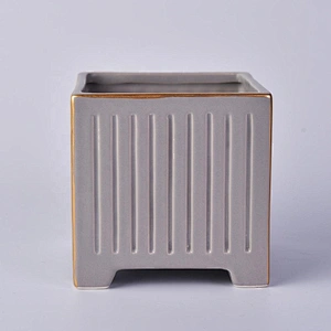 Christmas emptys standing grey square ceramic candle jar