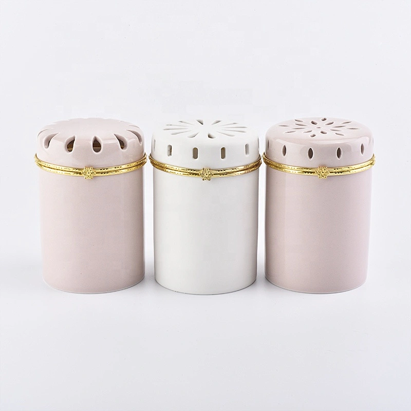 Pink Ceramic Candle Holder WIth Lids
