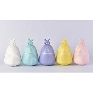 Wholesales glazed custom coloured ceramic candle holder with lids