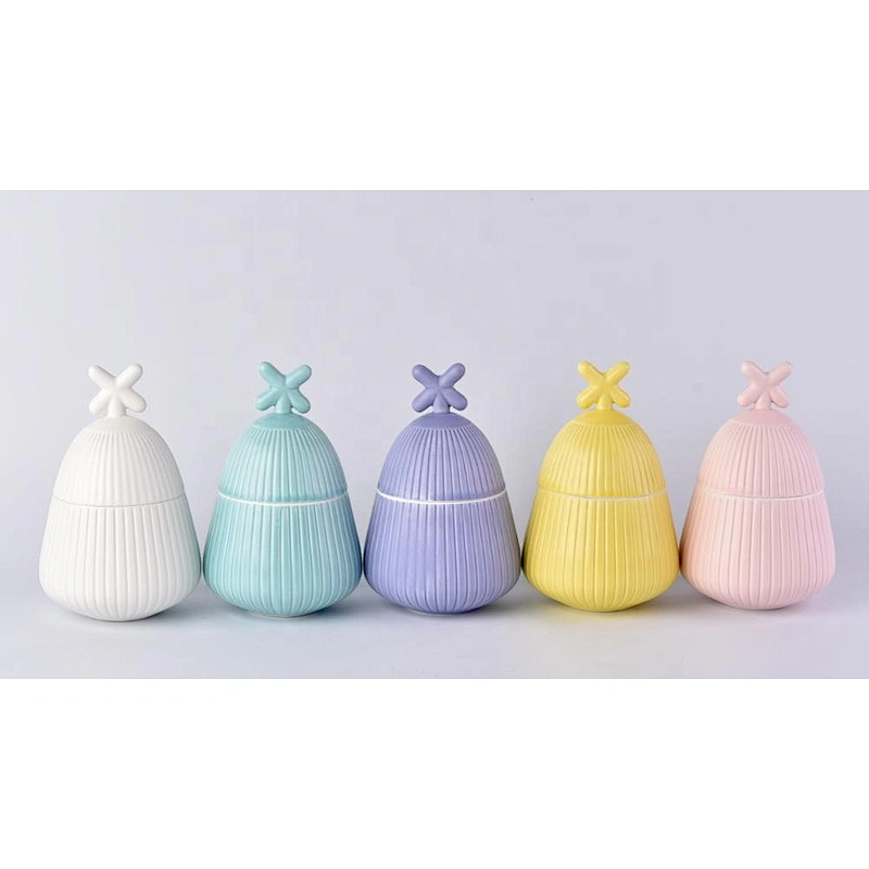 Wholesales glazed custom coloured ceramic candle holder with lids