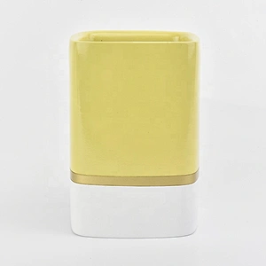 6oz 8oz 10oz Sunny gold square decorative candle ceramic jars