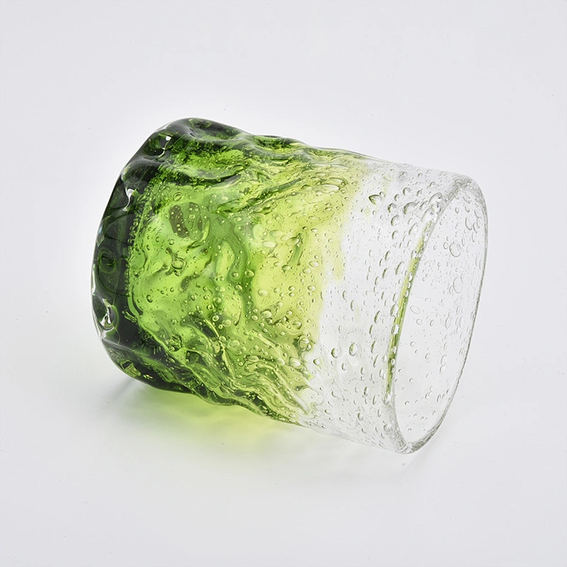250ml bubble pattern green glass candle jar for home decorations