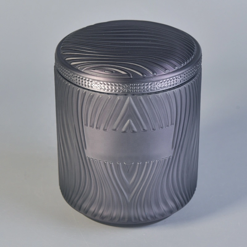 Sunny custom empty grey Glass Candle jars with lids 10oz 20oz