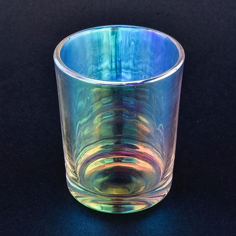Shiny iridescent glass candle jars for scent candles