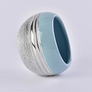Wholesales round silver ceramic candle holder 10oz 12oz