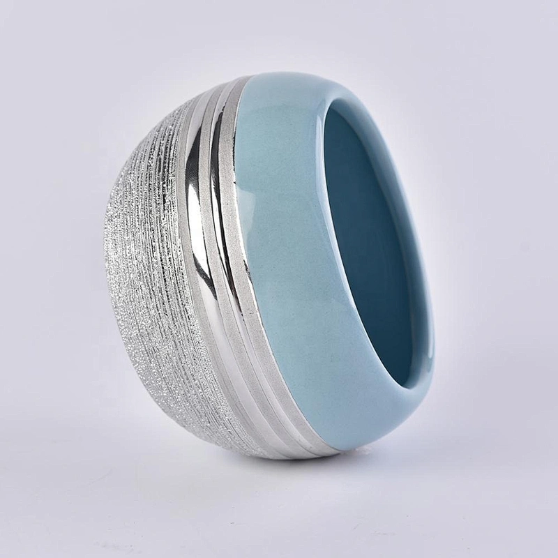 Wholesales round silver ceramic candle holder 10oz 12oz