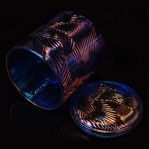8oz OEM modern tealight lotus glass candle jar with glass lid in bulk