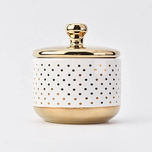 20oz Bulk home decoration marble ceramic candle jar with golden lid