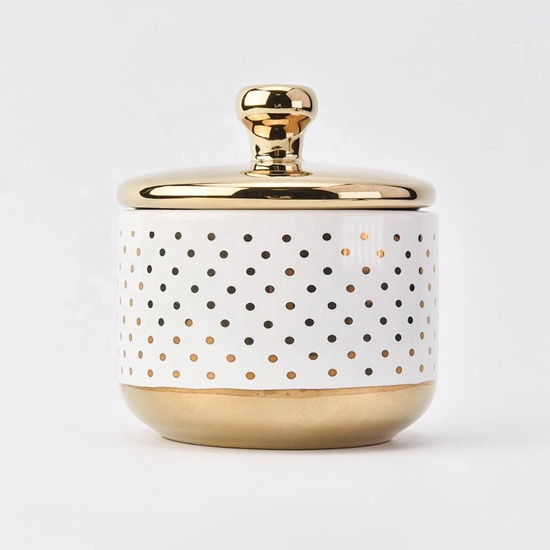 20oz Bulk home decoration marble ceramic candle jar with golden lid