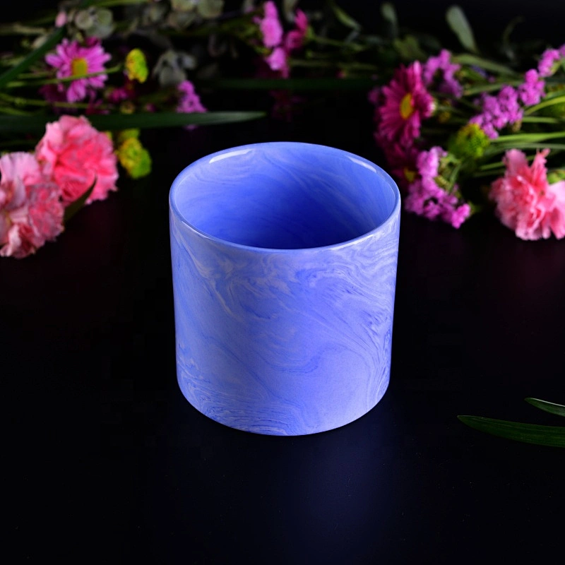 Wholesales cylinder iridescent candle ceramic jar home decor