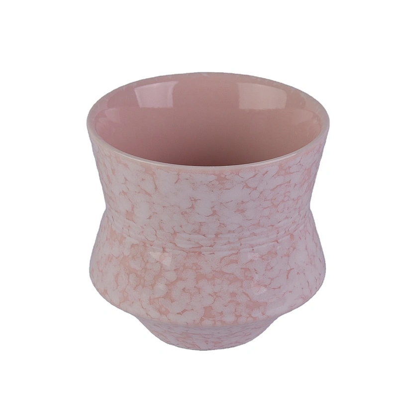 Sunny glassware design custom pink luxury ceramic candle jar 10oz 20oz