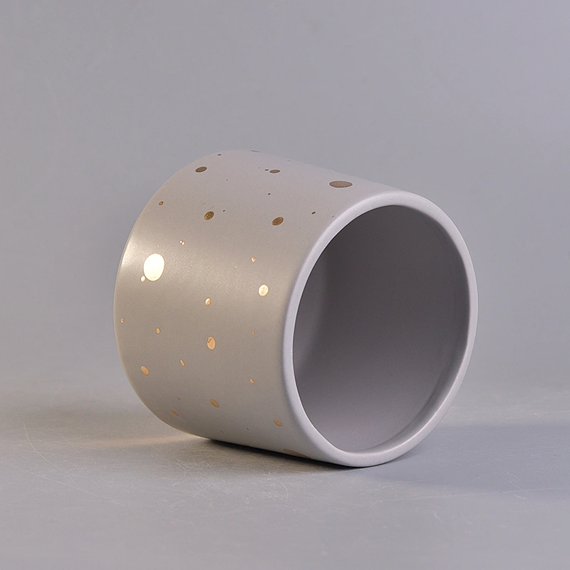 Custom printing ceramic candle jar holder with lid wholesale