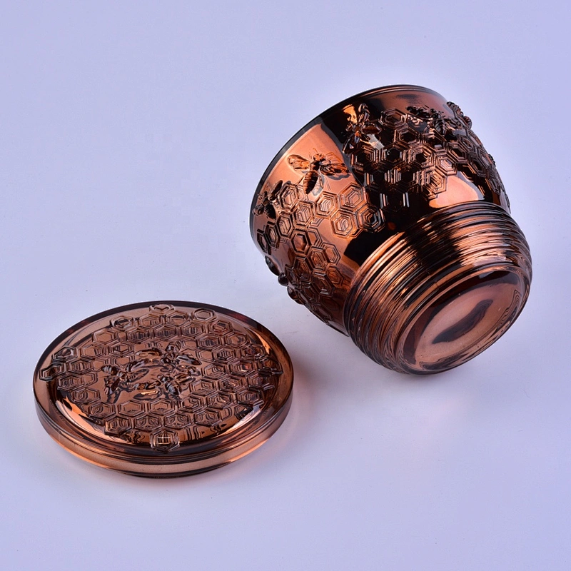 Wholesales luxury tealight glass candle container with gold lid