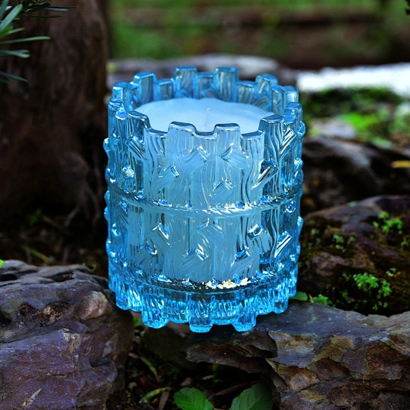 Luxury blue and pink decorative tea light candle glass holder 10oz 12oz