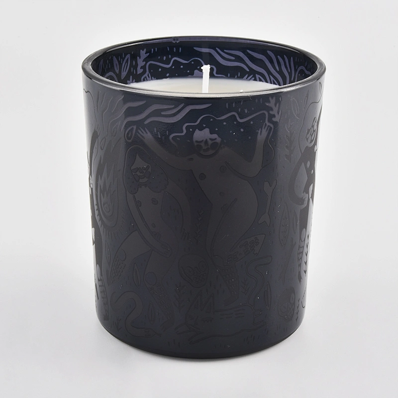 Wholesale 8oz Black Glass Candle Jar With Custom Logo