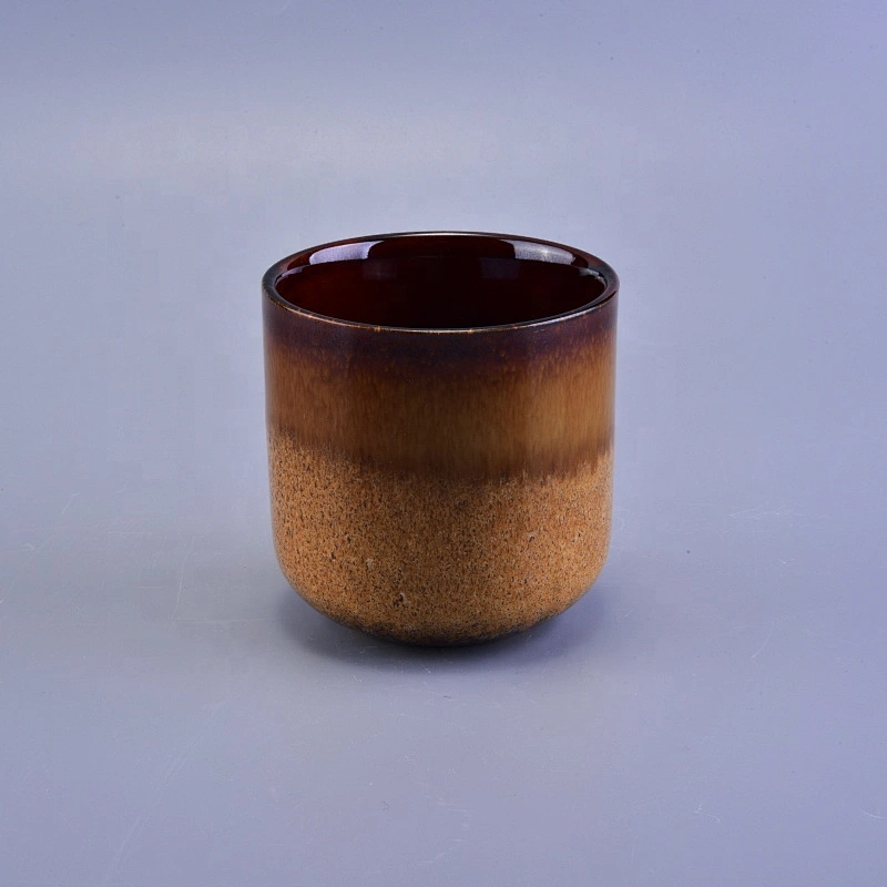 300ml Vintage amber ceramic jar candle wholesales