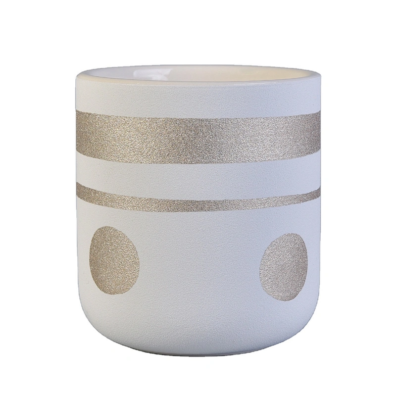 Luxury empty matte cylinder ceramic candle holder jars