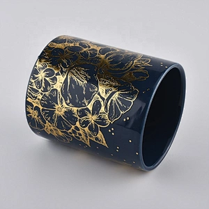 new round ceramic gold candle holder decorative