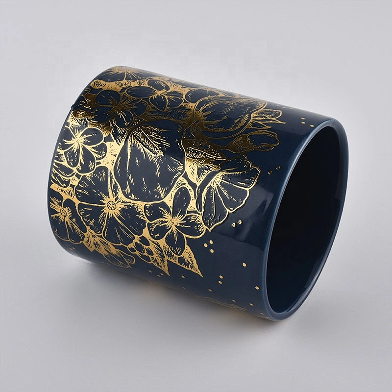 new round ceramic gold candle holder decorative