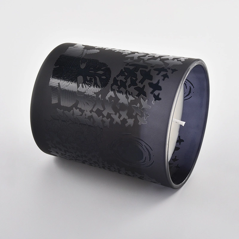Sunny custom matte decorative black glass candle tumblers