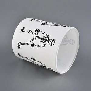 New design custom logo luxury white cylinder glass candle jar holder