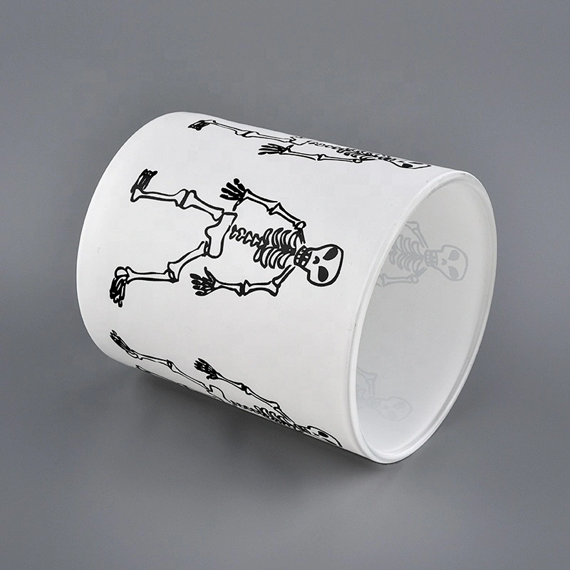 New design custom logo luxury white cylinder glass candle jar holder