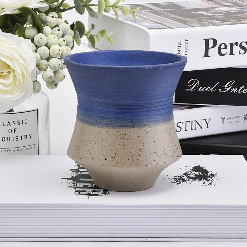 luxury blue painting design ceramic candle jars