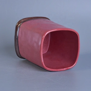 10oz 12oz 20oz Home decoration square pink candle ceramic holder