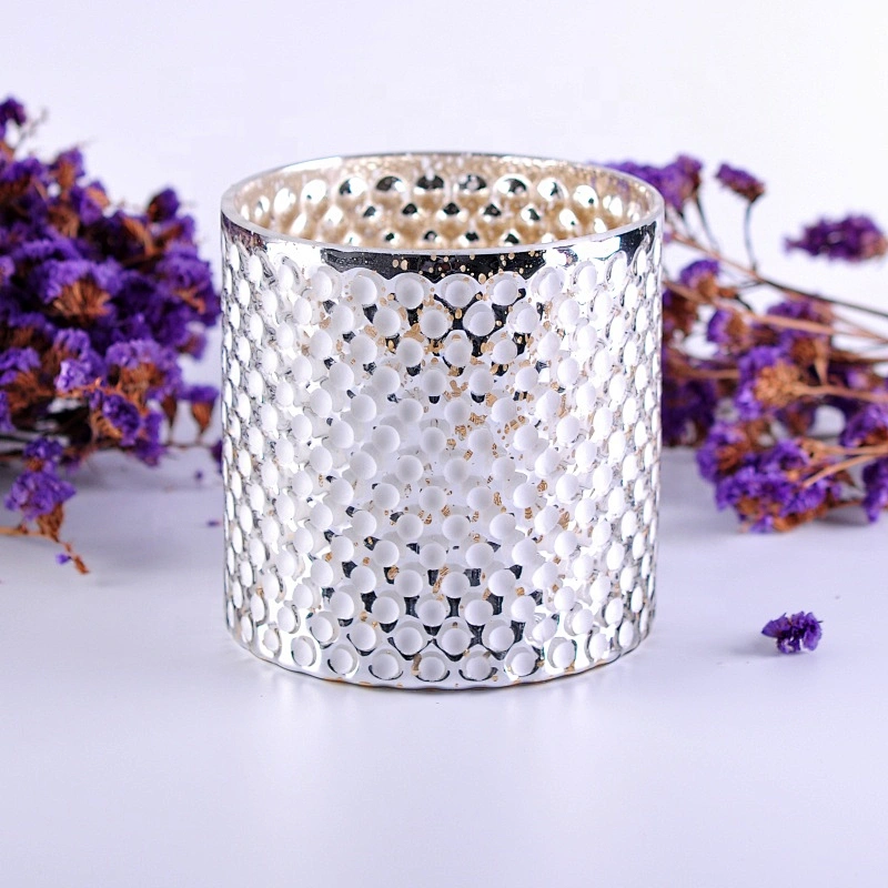 Wholesales Cylinder silver glass candle holder home decoration