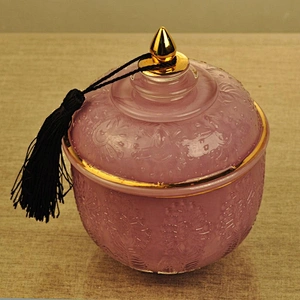 10oz 12oz Wholesales chinese crystal pink tealight glass candle container with lid