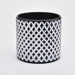 Cylinder Glass Candle Jars With Black Color