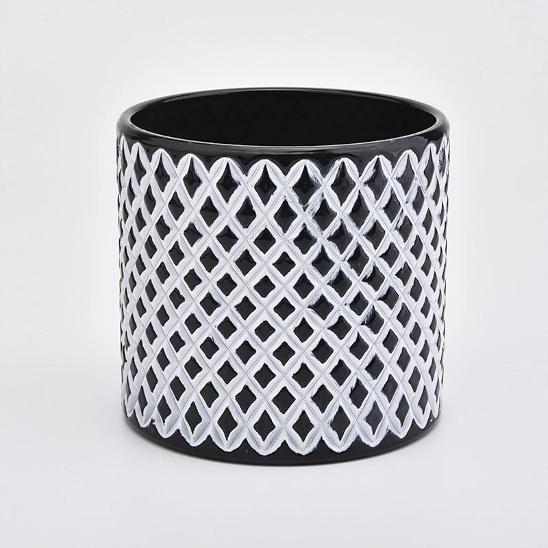 Cylinder Glass Candle Jars With Black Color