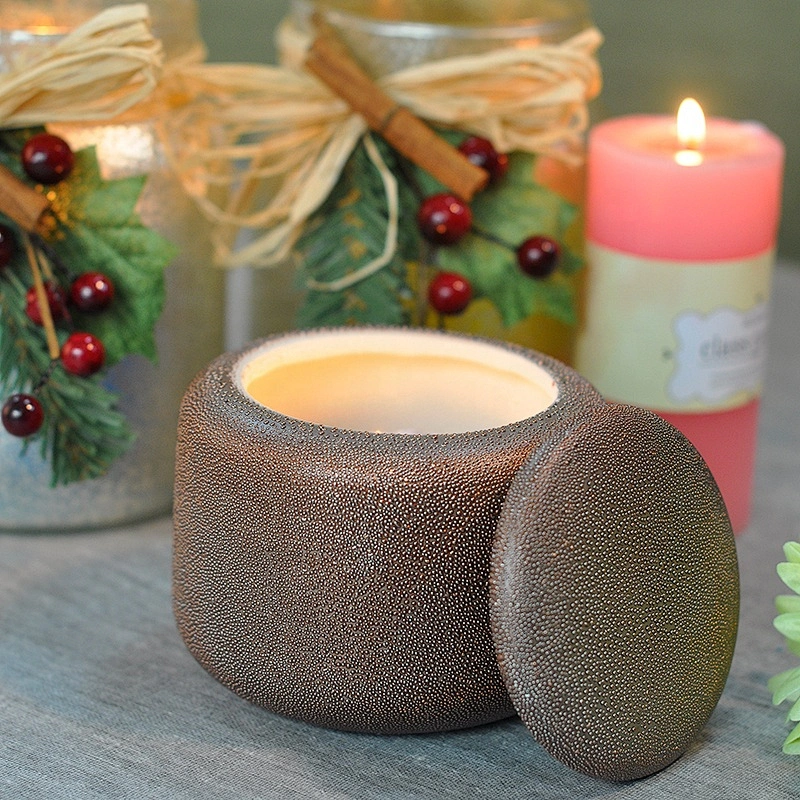 8oz Home decor colored ceramic candle container with lid