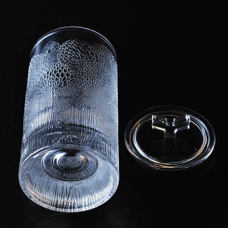 Wholesales crystal custom cylinder glass candle holders with lids