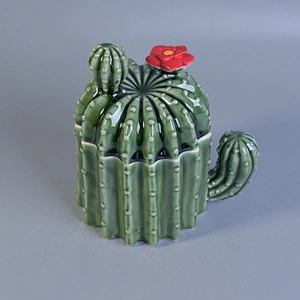 Sunny design green ceramic jar for candle with lids 10oz 18oz 20oz