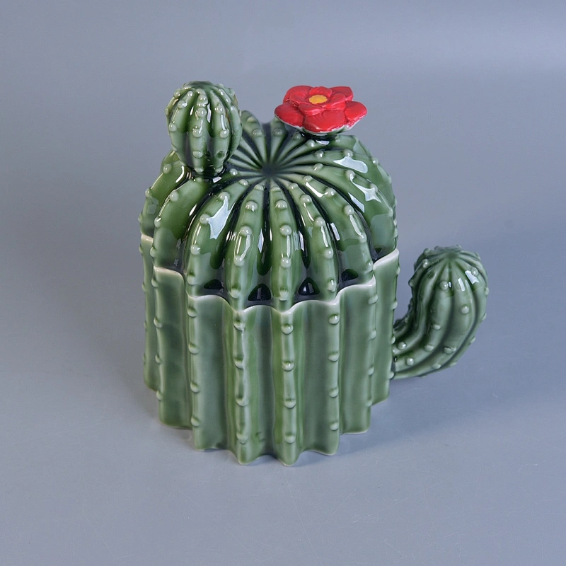 Sunny design green ceramic jar for candle with lids 10oz 18oz 20oz