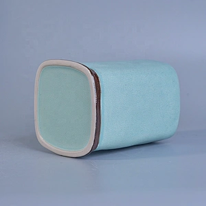 8oz 10oz 20oz Sunny square blue candle ceramic holders supplier