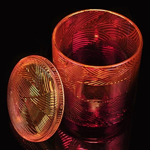 8oz OEM modern tealight lotus glass candle jar with glass lid in bulk