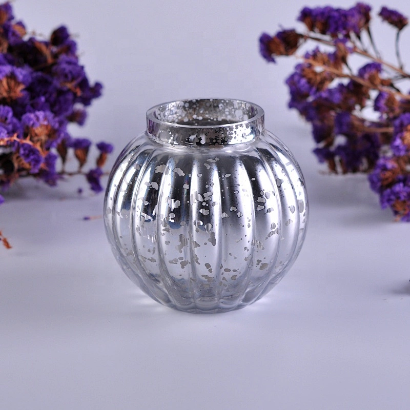 Luxury round silver mercury glass candle holder 10oz 20oz