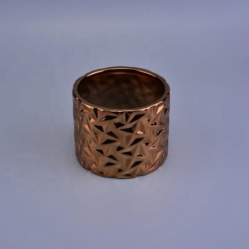 Wholesales golden tealight ceramic geometric candle holder