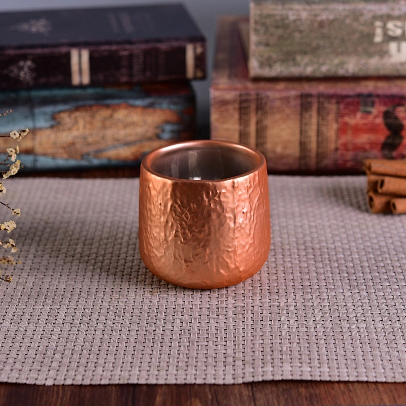 Luxury colored electroplated ceramic candle jar recycled