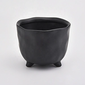 Luxury black ceramic standing candle holder home decoration