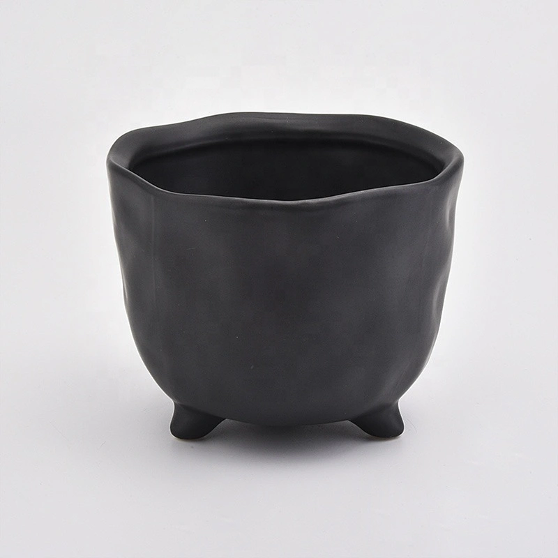 Luxury black ceramic standing candle holder home decoration