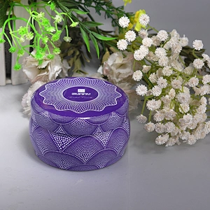 Sunny design decorative metal candle tin 10oz with lid